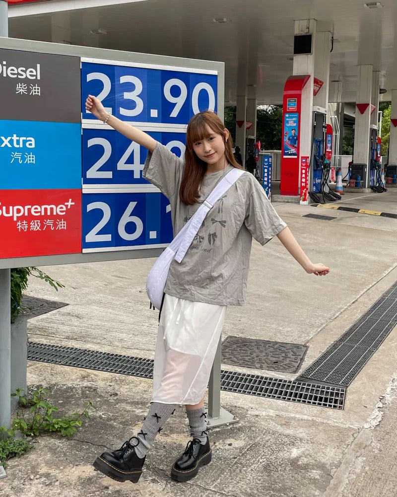 蝴蝶結九宮格Oversized短袖T｜兩色