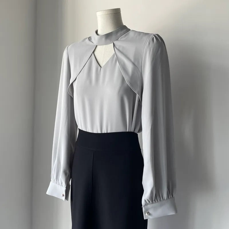 Heart Hollow Out Blouse (2colors)