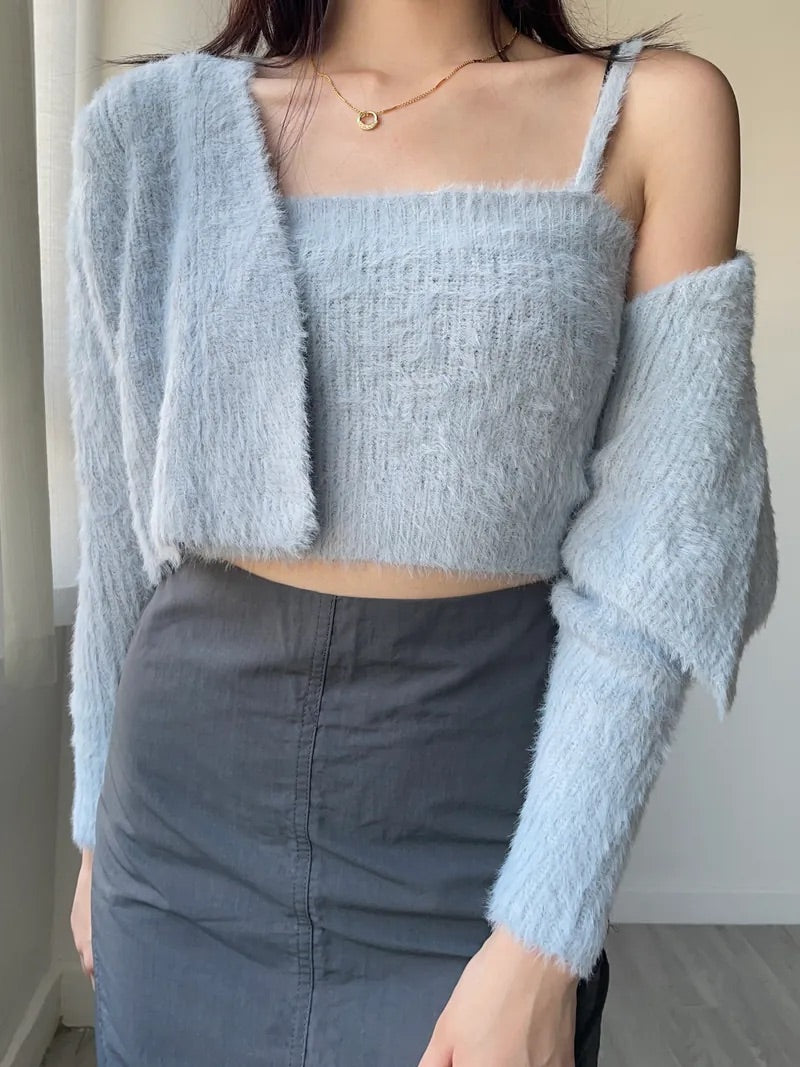 Knit Cadigan Top Set｜四色