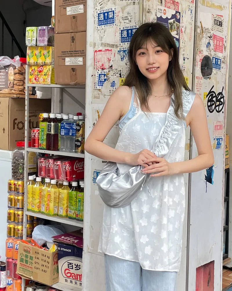 花花壓紋質感疊穿吊帶背心
