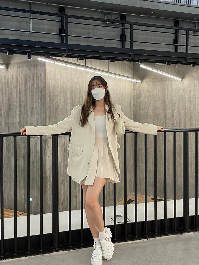 【可分開單購】西裝中長外套 X 西裝不規則百褶裙