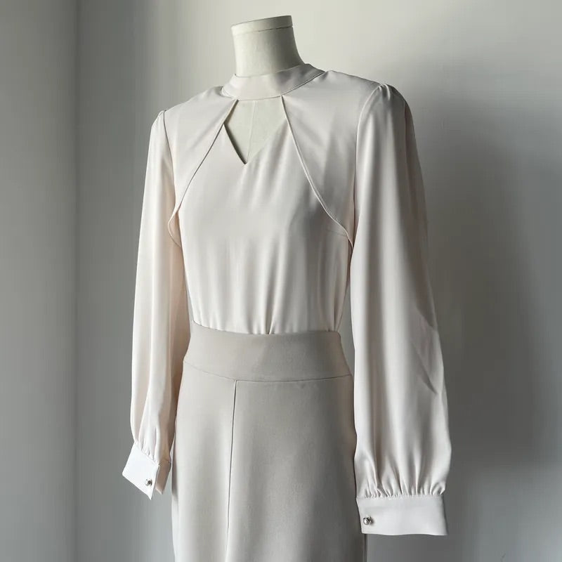 Heart Hollow Out Blouse (2colors)