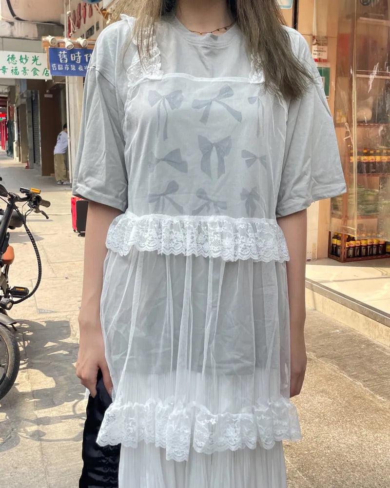 Layered蕾絲質感蛋糕吊帶OPS