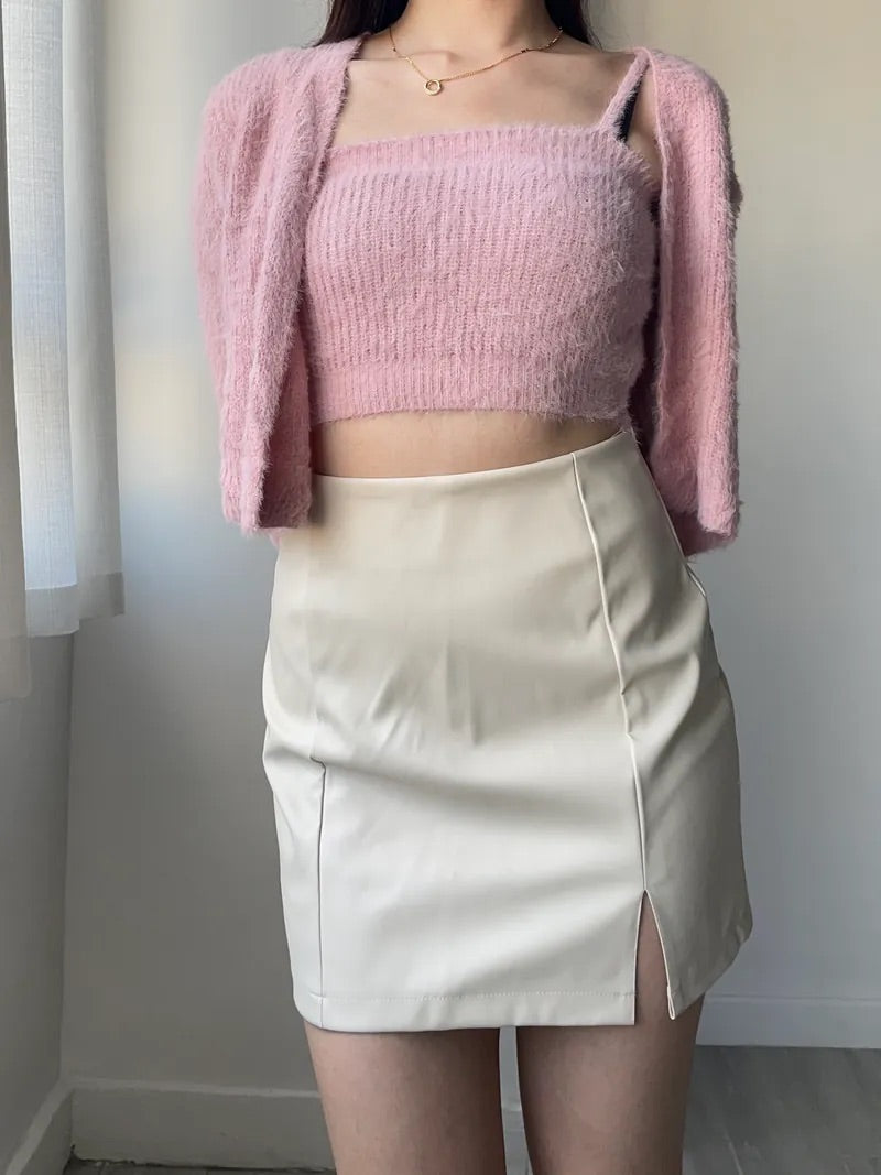 Knit Cadigan Top Set｜四色