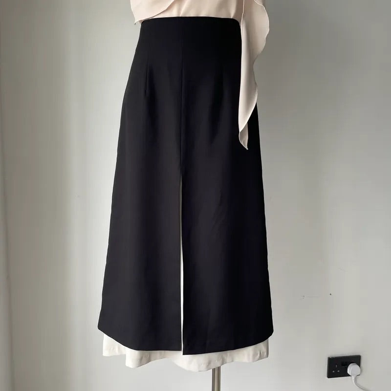 Double Layer Split Midi Skirt (2colors)