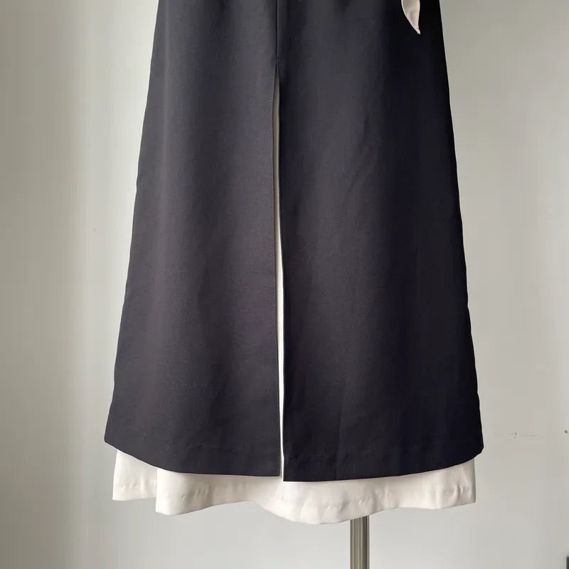 Double Layer Split Midi Skirt (2colors)