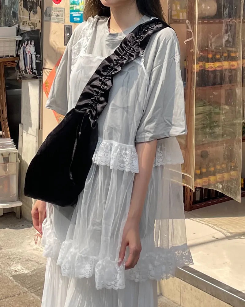 Layered蕾絲質感蛋糕吊帶OPS