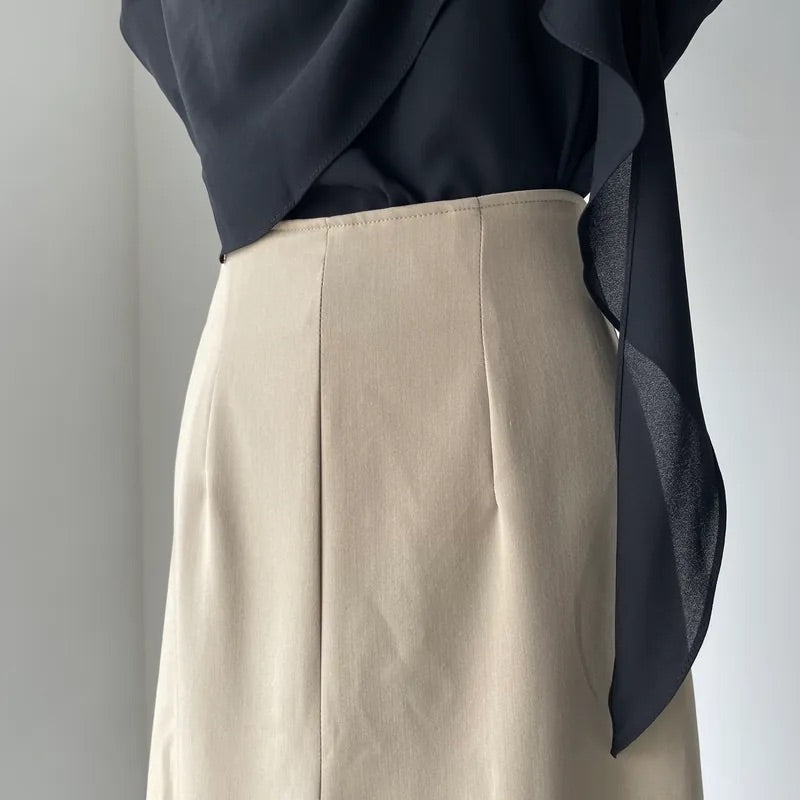 Double Layer Split Midi Skirt (2colors)