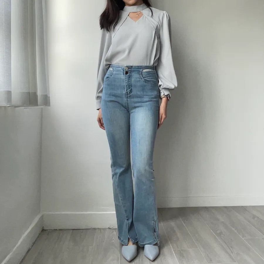 Heart Hollow Out Blouse (2colors)