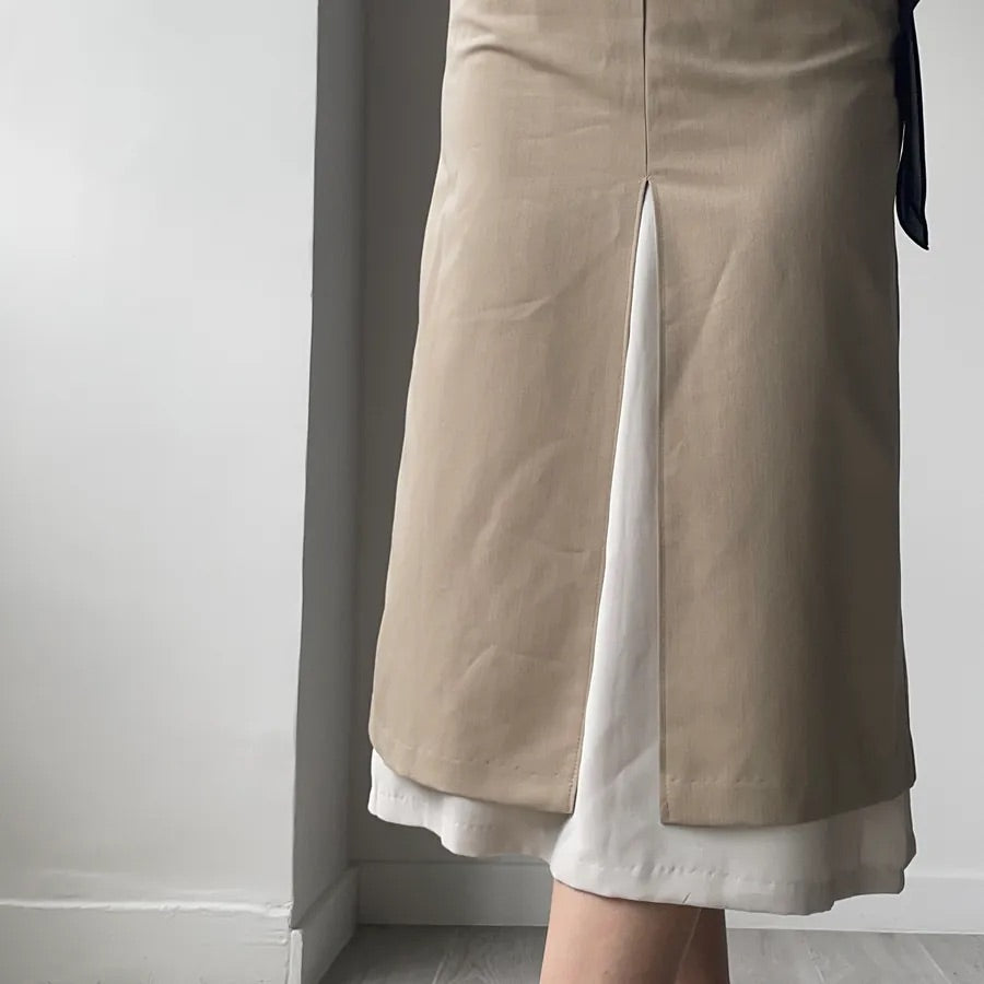 Double Layer Split Midi Skirt (2colors)