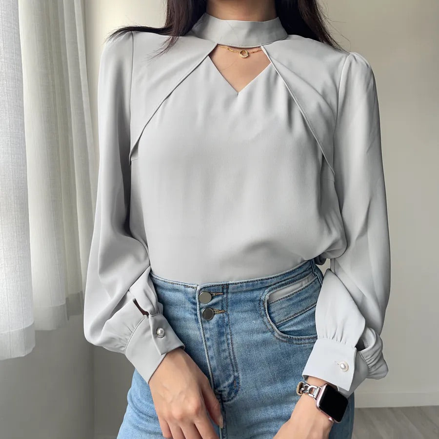 Heart Hollow Out Blouse (2colors)