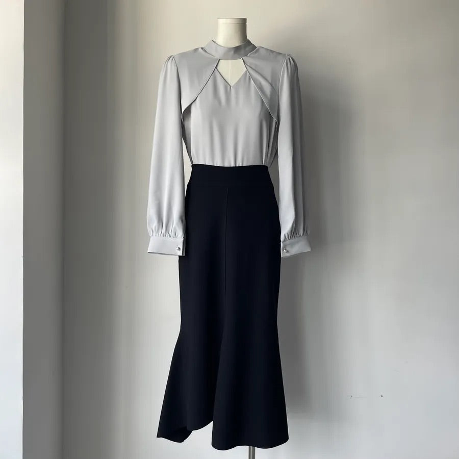 Heart Hollow Out Blouse (2colors)