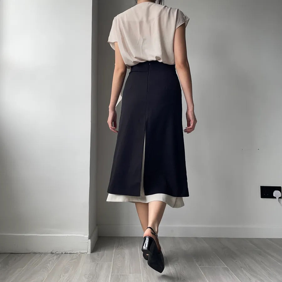 Double Layer Split Midi Skirt (2colors)