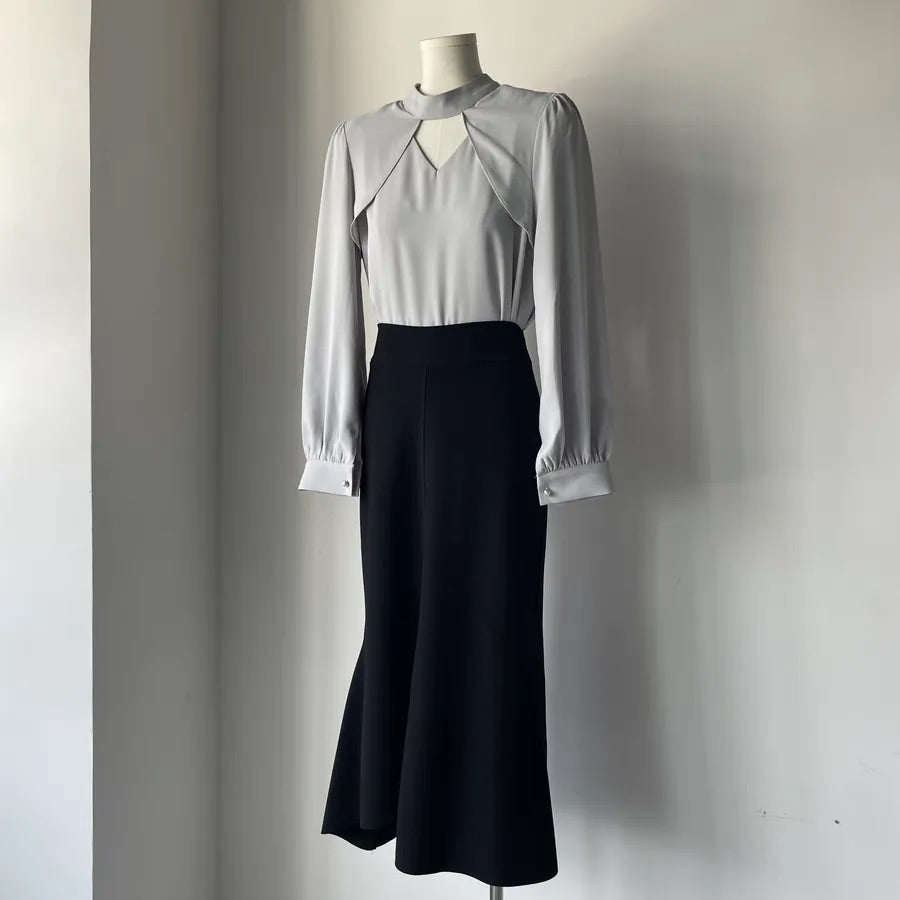 Heart Hollow Out Blouse (2colors)