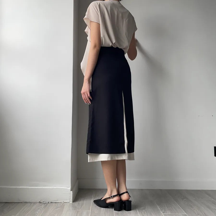 Double Layer Split Midi Skirt (2colors)