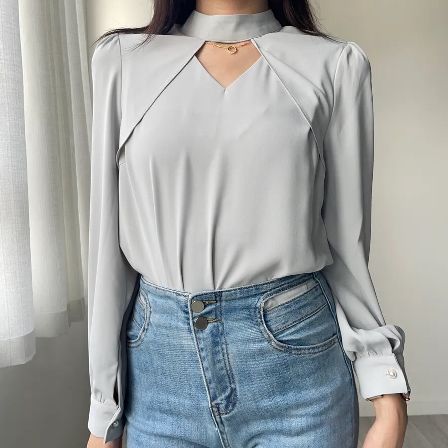 Heart Hollow Out Blouse (2colors)