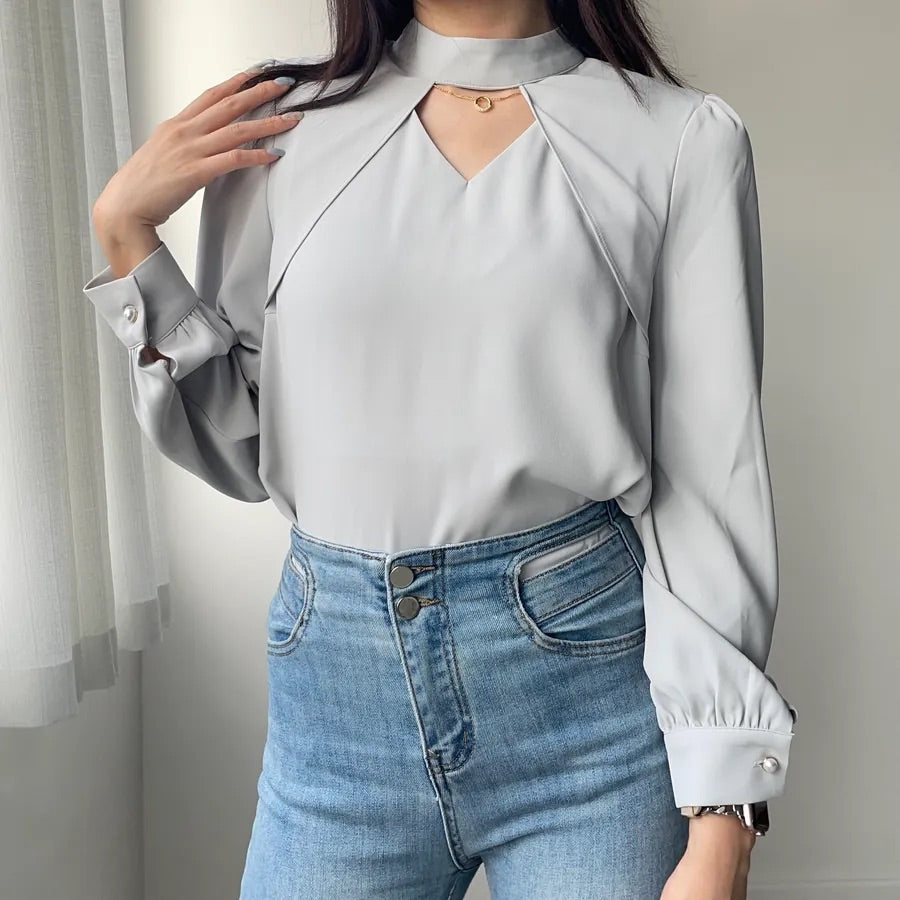 Heart Hollow Out Blouse (2colors)
