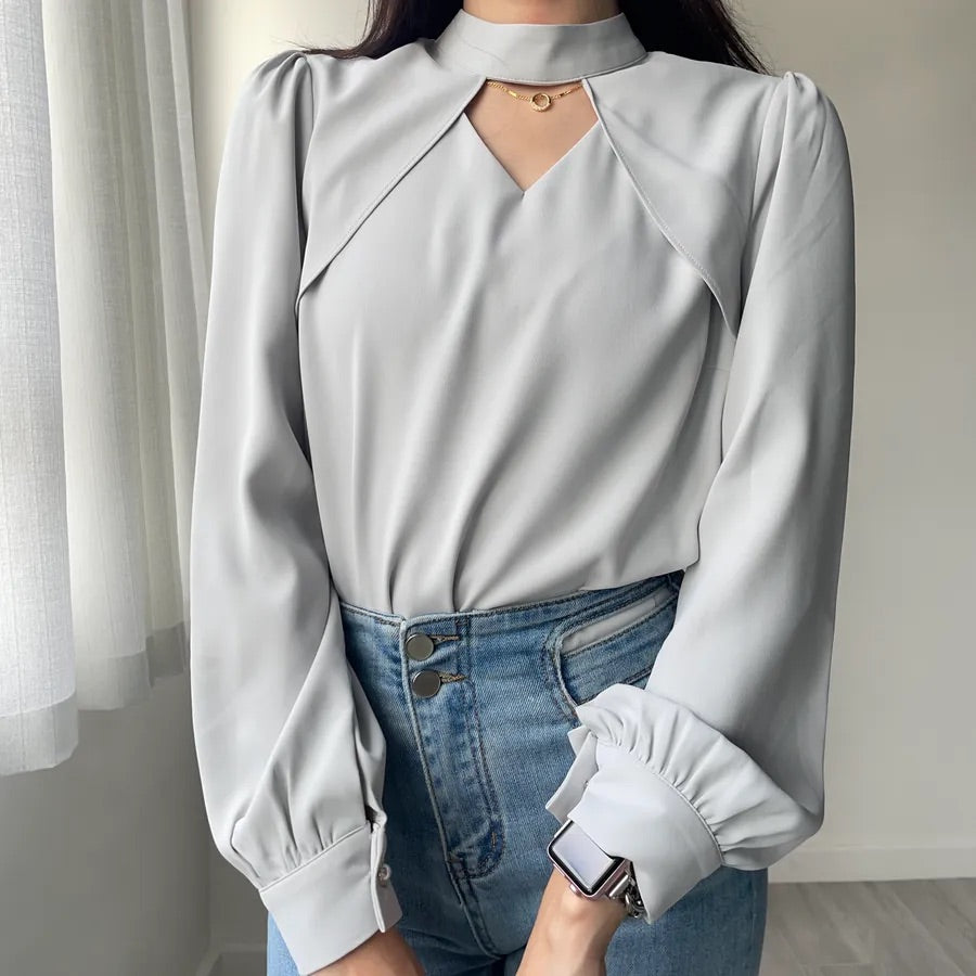 Heart Hollow Out Blouse (2colors)