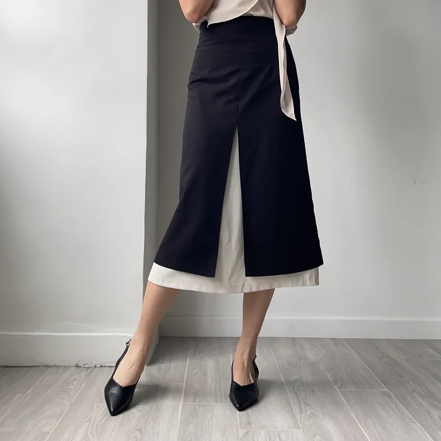 Double Layer Split Midi Skirt (2colors)