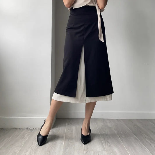 Double Layer Split Midi Skirt (2colors)