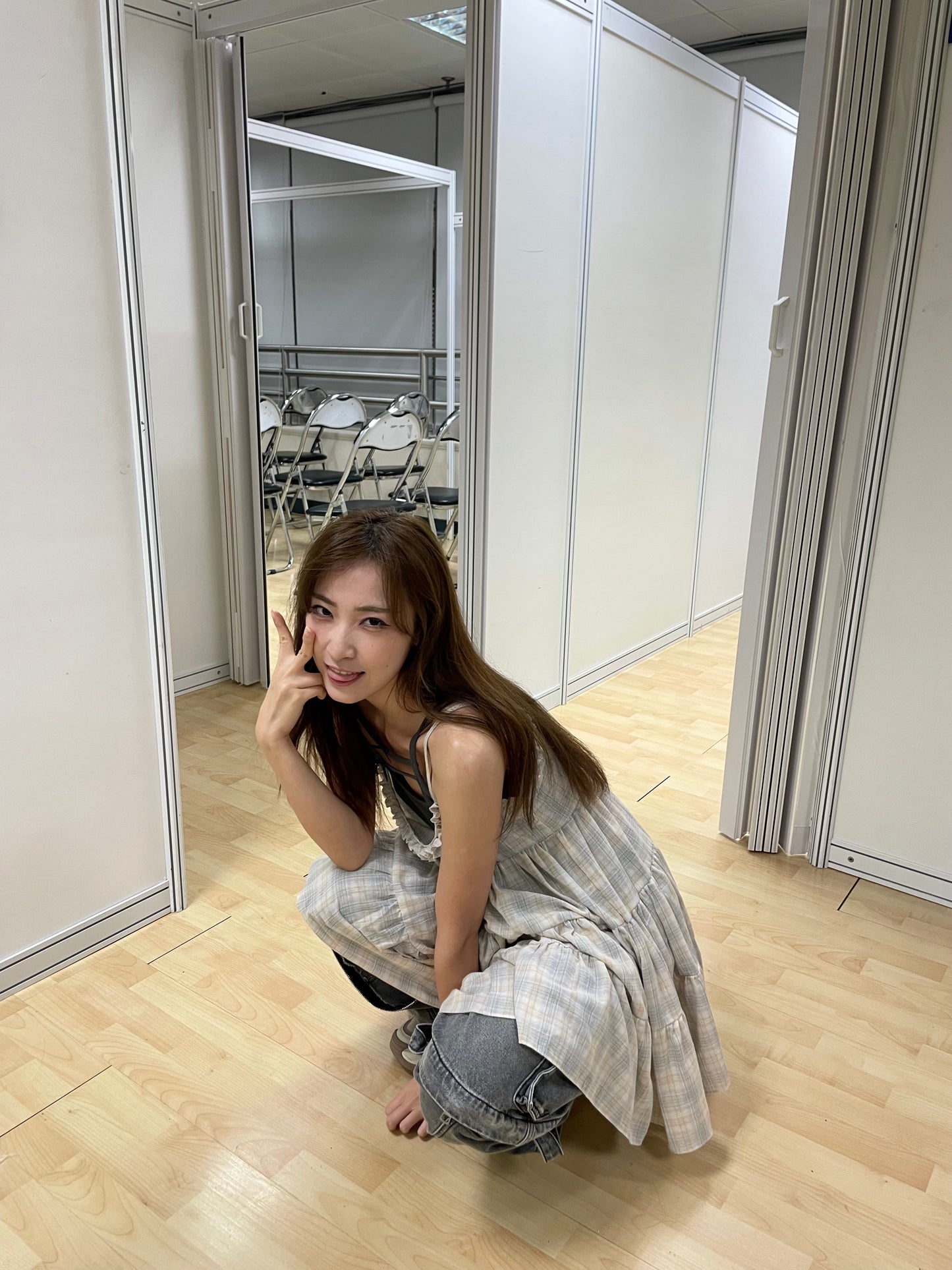 Ruffle拼色格仔吊帶背心裙｜兩色