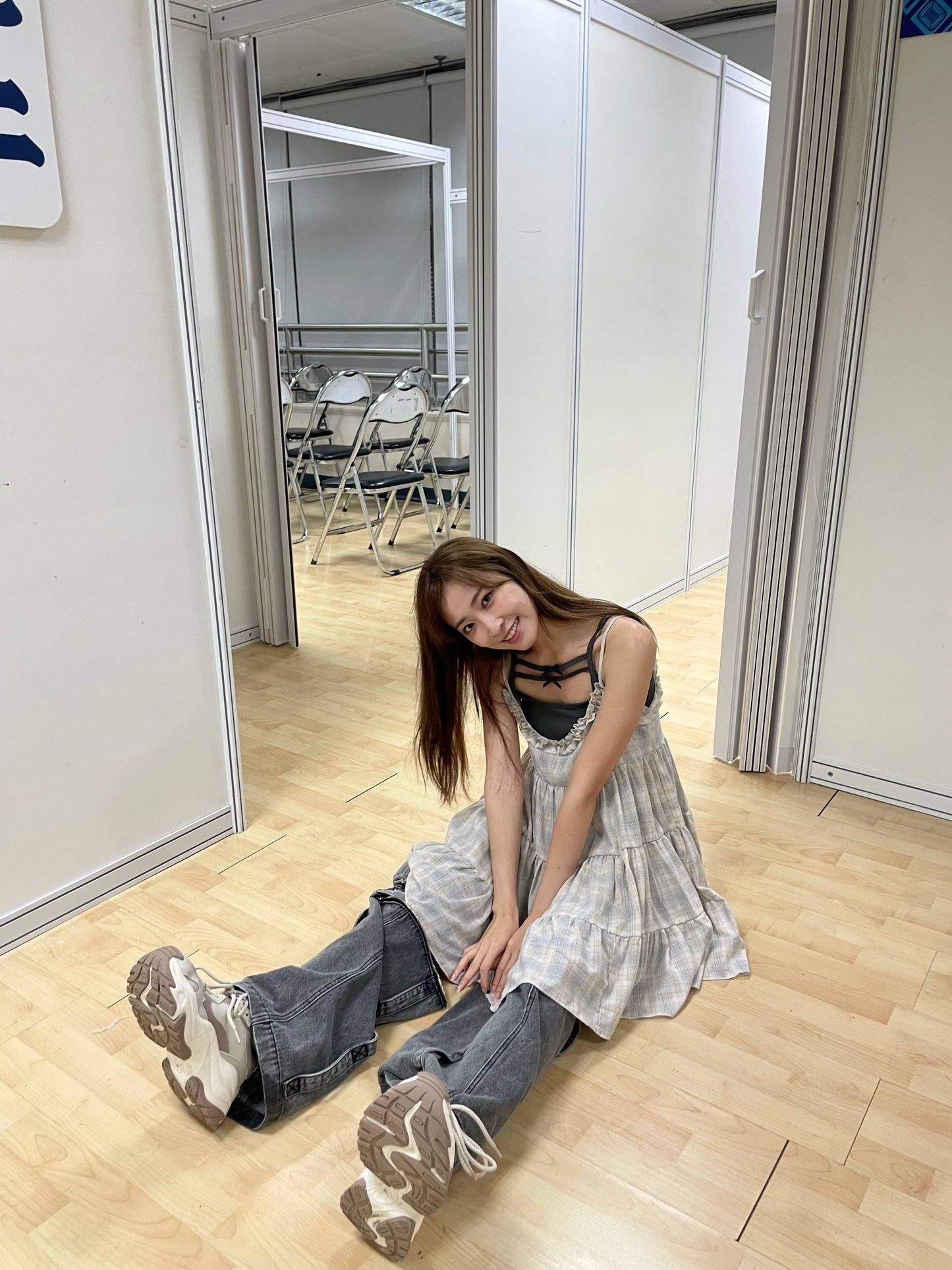 Ruffle拼色格仔吊帶背心裙｜兩色